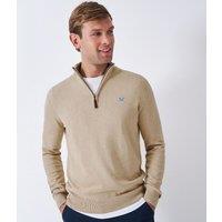 Beige Mens Cotton Half Zip Jumper Size XL