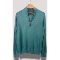 Sea Green Mens Cotton Half Zip Jumper Size M