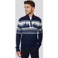 Mens Navy 1/4 Zip Woodland Festive Jumper Size M