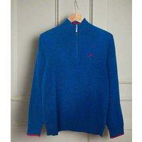 Blue Mens Lambswool Rich 1/4 Zip Jumper Size S