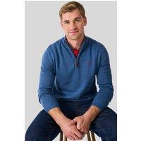 Blue Mens Cotton Half Zip Jumper Size XL