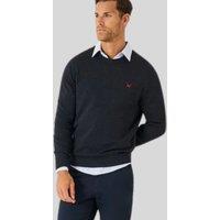 Navy Mens Cotton Crew Neck Logo Jumper Size S