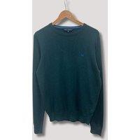 Dark Green Mens Cotton Crew Neck Logo Jumper Size S