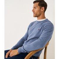 Denim Blue Mens Cotton Crew Neck Logo Jumper Size S