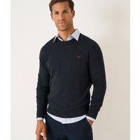 Charcoal Cotton Crew Neck Logo Jumper Size L