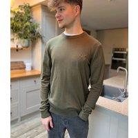 Khaki Fine Knit Crew Neck Jumper Size 2XL
