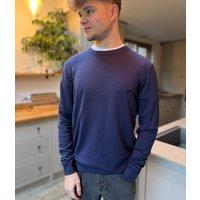 Blue Fine Knit Crew Neck Jumper Size M