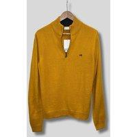 Yellow 1/4 Zip Wool Blend Knitted Jumper Size L