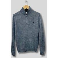 Grey 1/4 Zip Wool Blend Knitted Jumper Size XS