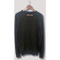 Khaki Mens Cotton Crew Neck Logo Jumper Size S