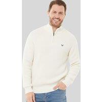 Mens Oatmeal Ribbed Fisherman 1/4 Zip Jumper Size S