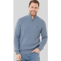 Mens Blue Ribbed Fisherman 1/4 Zip Jumper Size M