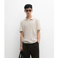 Mens Grey Revere Collar Linen Blend Polo Top Size 2XL