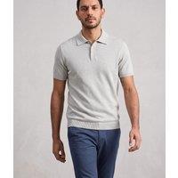 Mens Grey Linen Blend Polo Top Size L