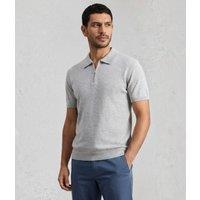 Mens Grey Linen Blend Zip Polo Top - Imperfect Size S