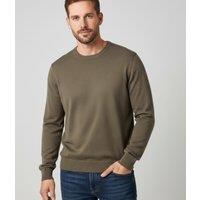 Mens Olive Fine Pure Cotton Jumper Size S