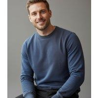 Mens Petrol Blue Fine Pure Cotton Jumper Size S