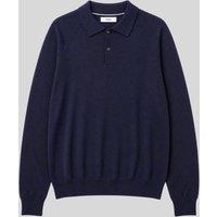 Mens Navy Cotton Rich Long Sleeve Knitted Polo Top Size 3XL