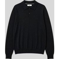 Mens Black Cotton Rich Long Sleeve Knitted Polo Top Size 3XL
