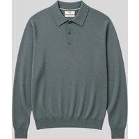 Mens Pewter Cotton Rich Long Sleeve Knitted Polo Top Size 3XL