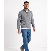 Mens Grey Lambswool 1/4 Zip Jumper Size 4XL