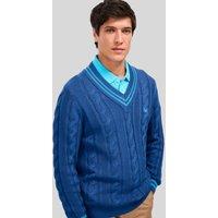 Mens Blue V Neck Cricket Jumper Size XXL
