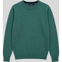 Mens Green Wool Crew Neck Jumper Size XL