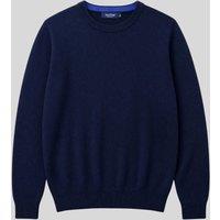 Mens Navy Wool Crew Neck Jumper Size S