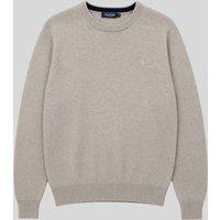 Mens Beige Wool Crew Neck Jumper Size S