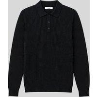 Mens Black Cotton Modal Geometric Knit Jumper Size S