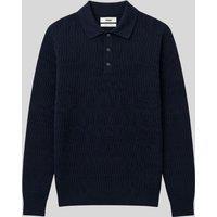 Mens Navy Cotton Modal Geometric Knit Jumper Size M
