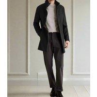 Mens Black Funnel Neck Overcoat Size 52L