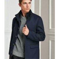 Navy Mens Funnel Neck Overcoat Size 40R
