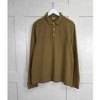 Camel Mens Cotton Long Sleeve Polo Top Size L