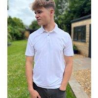 White Mens Jersey Polo Shirt Size M