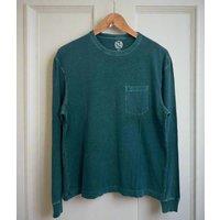 Green Mens Cotton Long Sleeve T Shirt Size S