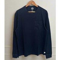 Navy Mens Cotton Long Sleeve T Shirt Size L