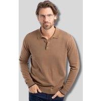 Mocha Alden Long Sleeve Knitted Polo Size 3XL
