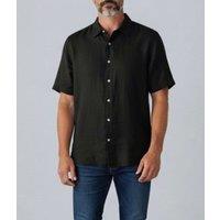 Mens Black Short Sleeve Linen Shirt Size 3XL