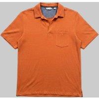 Mens Orange Self Stripe Cotton Polo Shirt Size M