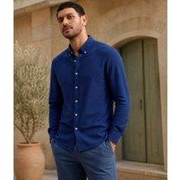 Mens Indigo Blue Cotton Pique Shirt Size 3XL