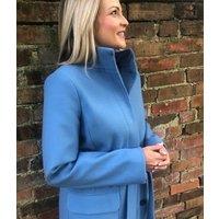 Blue Belted Funnel Neck Coat Size 8