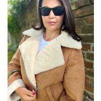 Tan Shannay Aviator Jacket Size 12