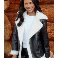 Black Shannay Aviator Jacket Size 8