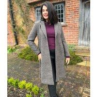Checked Wool Blend Belted Coat Size 16/18