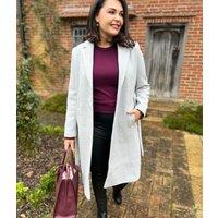 Grey Wool Blend Belted Coat Size 12/14