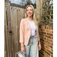 Pink Collarless Blazer Size 14