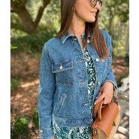 Blue Utility Oversized Style Denim Jacket Size 12Tall