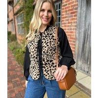 Leopard Print Tie Front Borg Gilet Size 12