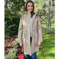 Taupe Hooded Showerproof Raincoat Size 24/26